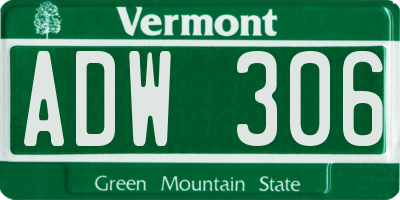 VT license plate ADW306
