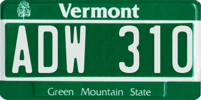 VT license plate ADW310