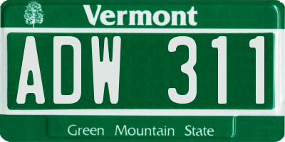 VT license plate ADW311