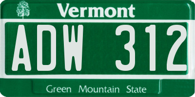 VT license plate ADW312
