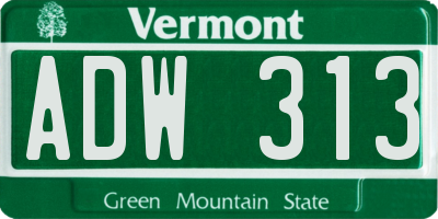 VT license plate ADW313