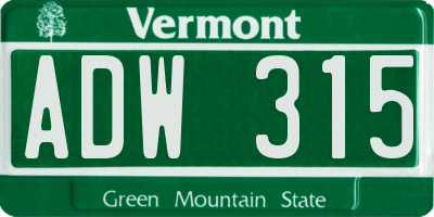 VT license plate ADW315