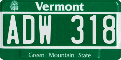 VT license plate ADW318
