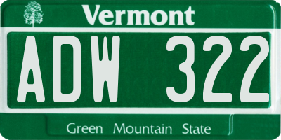 VT license plate ADW322