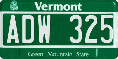 VT license plate ADW325