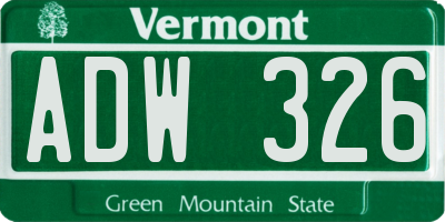 VT license plate ADW326