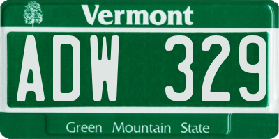 VT license plate ADW329