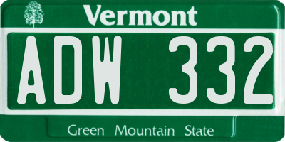 VT license plate ADW332