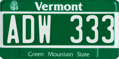 VT license plate ADW333