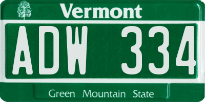 VT license plate ADW334