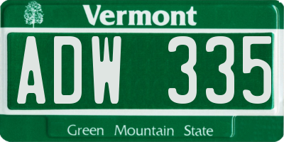 VT license plate ADW335