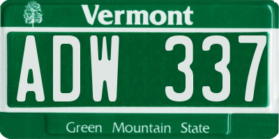 VT license plate ADW337