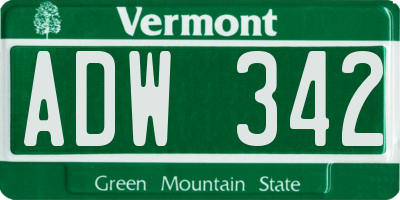 VT license plate ADW342