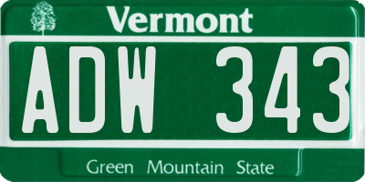 VT license plate ADW343