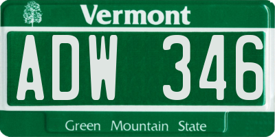 VT license plate ADW346