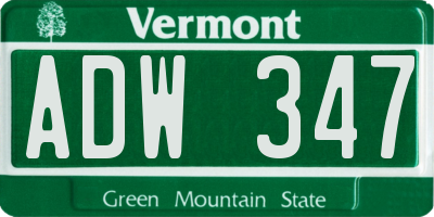 VT license plate ADW347