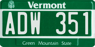 VT license plate ADW351
