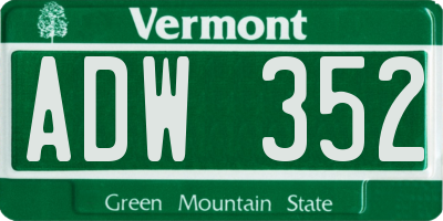 VT license plate ADW352