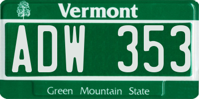 VT license plate ADW353