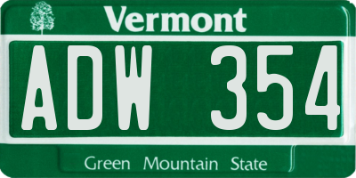 VT license plate ADW354
