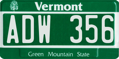 VT license plate ADW356