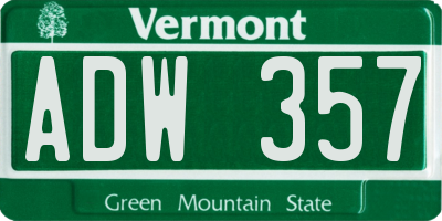 VT license plate ADW357