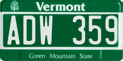 VT license plate ADW359