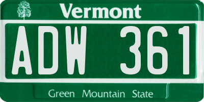 VT license plate ADW361