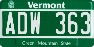 VT license plate ADW363