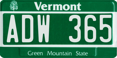 VT license plate ADW365