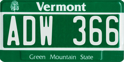 VT license plate ADW366