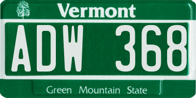VT license plate ADW368