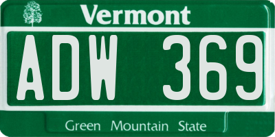 VT license plate ADW369