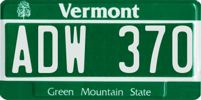 VT license plate ADW370