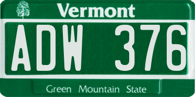 VT license plate ADW376