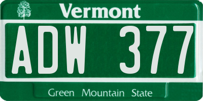 VT license plate ADW377