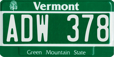 VT license plate ADW378