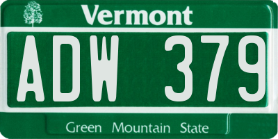 VT license plate ADW379