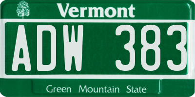 VT license plate ADW383