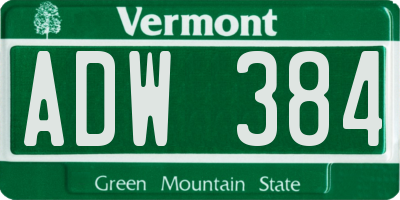 VT license plate ADW384