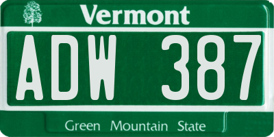 VT license plate ADW387