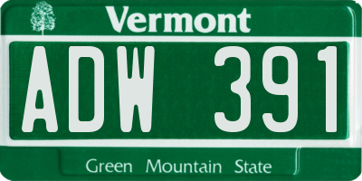 VT license plate ADW391