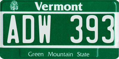 VT license plate ADW393