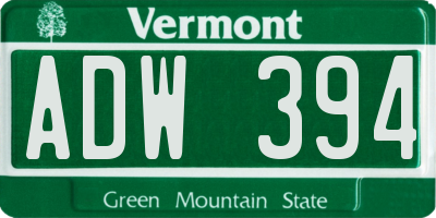 VT license plate ADW394