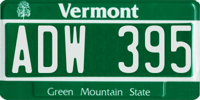 VT license plate ADW395