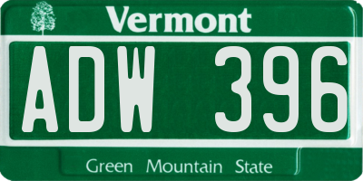 VT license plate ADW396