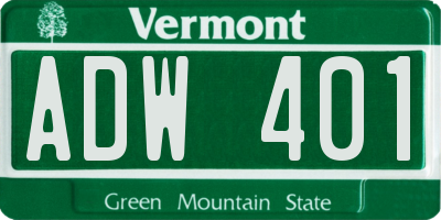 VT license plate ADW401