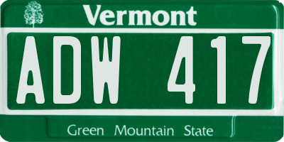 VT license plate ADW417