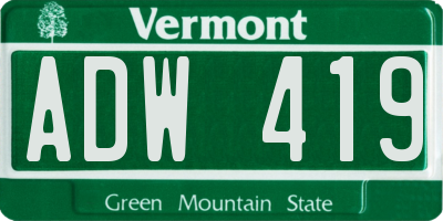 VT license plate ADW419