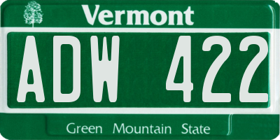 VT license plate ADW422